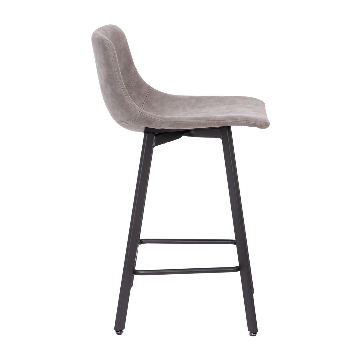 Gray LeatherSoft |#| Set of 2 Commercial Armless Metal Counter Stools - Gray LeatherSoft