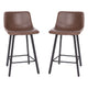 Chocolate Brown LeatherSoft |#| Set of 2 Commercial Armless Metal Counter Stools - Chocolate Brown LeatherSoft