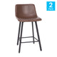 Chocolate Brown LeatherSoft |#| Set of 2 Commercial Armless Metal Counter Stools - Chocolate Brown LeatherSoft