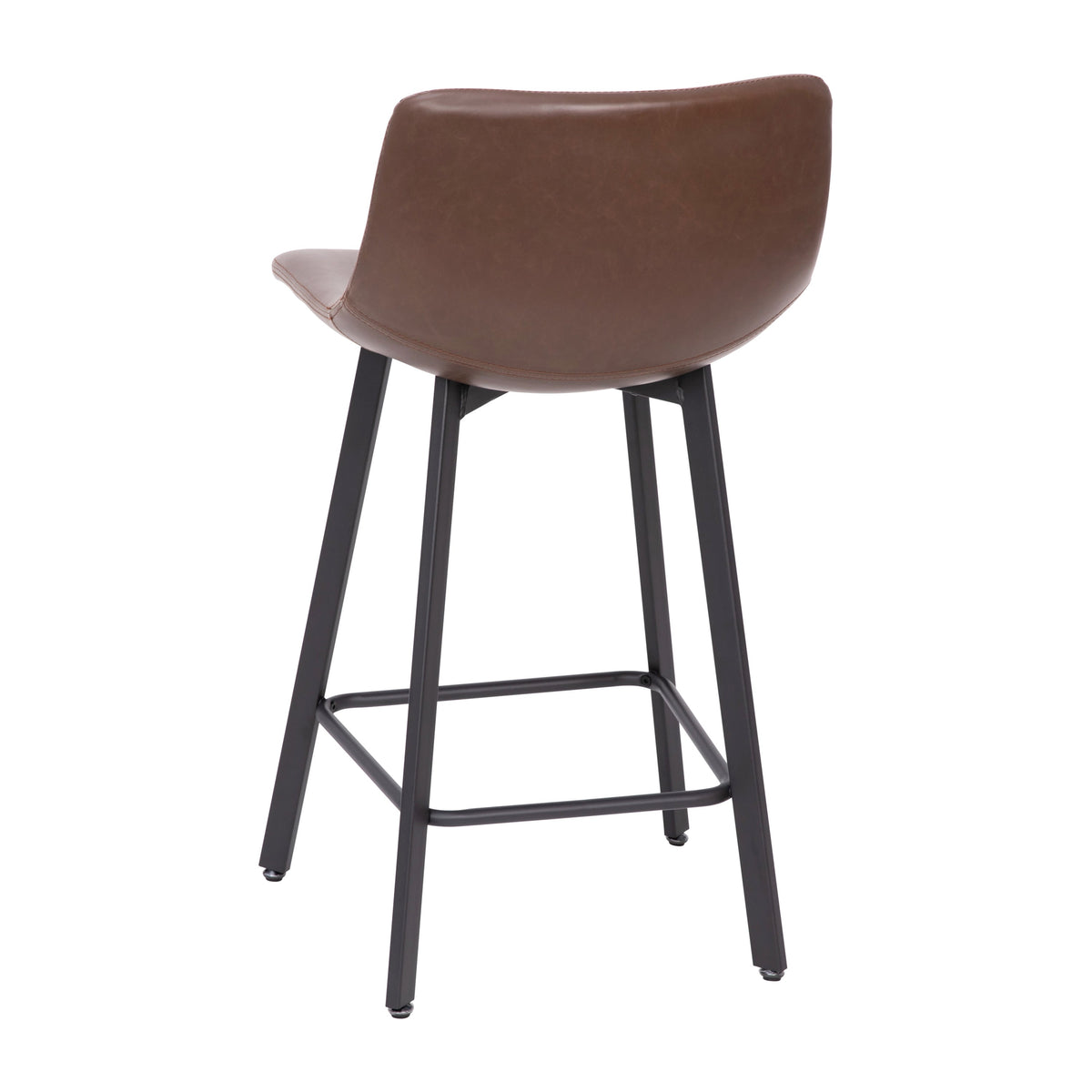 Chocolate Brown LeatherSoft |#| Set of 2 Commercial Armless Metal Counter Stools - Chocolate Brown LeatherSoft