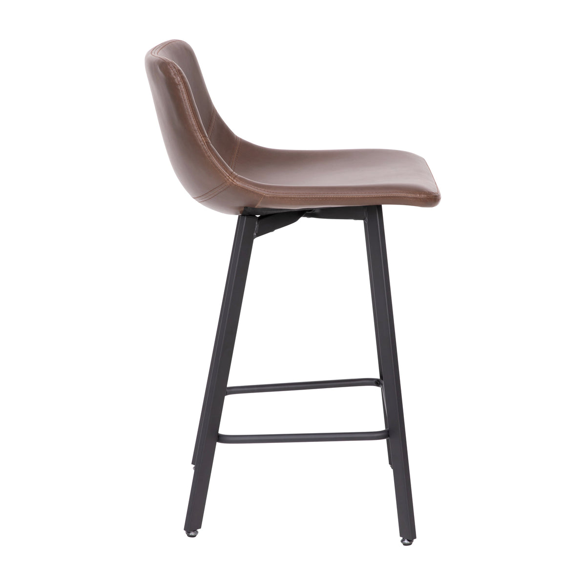 Chocolate Brown LeatherSoft |#| Set of 2 Commercial Armless Metal Counter Stools - Chocolate Brown LeatherSoft