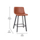 Cognac LeatherSoft |#| Set of 2 Commercial Armless Metal Counter Stools - Cognac LeatherSoft