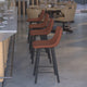 Cognac LeatherSoft |#| Set of 2 Commercial Armless Metal Counter Stools - Cognac LeatherSoft