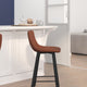 Cognac LeatherSoft |#| Set of 2 Commercial Armless Metal Counter Stools - Cognac LeatherSoft