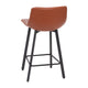 Cognac LeatherSoft |#| Set of 2 Commercial Armless Metal Counter Stools - Cognac LeatherSoft