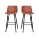 Cognac LeatherSoft |#| Set of 2 Commercial Indoor Armless Iron Barstools - Cognac LeatherSoft