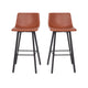 Cognac LeatherSoft |#| Set of 2 Commercial Indoor Armless Iron Barstools - Cognac LeatherSoft