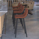 Cognac LeatherSoft |#| Set of 2 Commercial Indoor Armless Iron Barstools - Cognac LeatherSoft