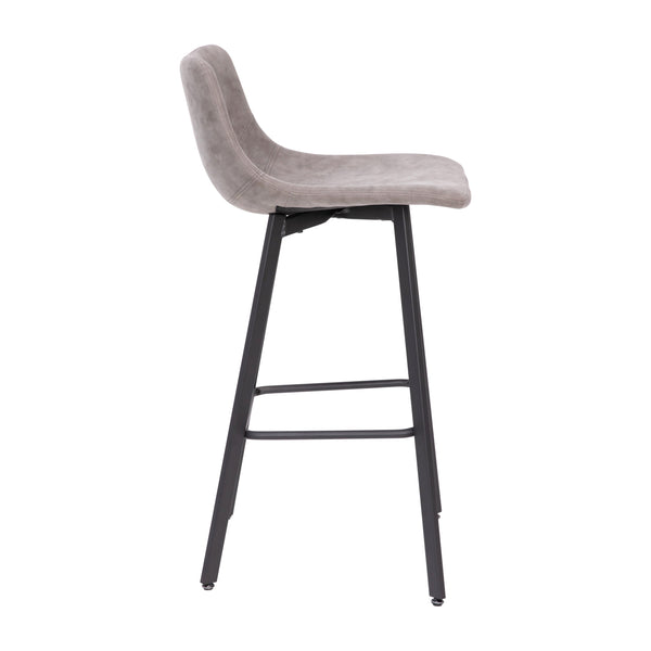 Gray LeatherSoft |#| Set of 2 Commercial Indoor Armless Iron Barstools - Gray LeatherSoft