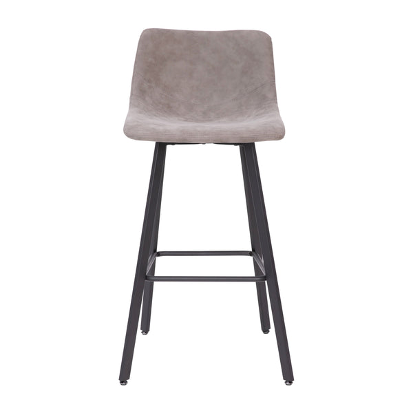 Gray LeatherSoft |#| Set of 2 Commercial Indoor Armless Iron Barstools - Gray LeatherSoft