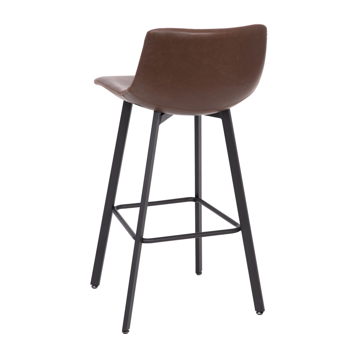 Chocolate Brown LeatherSoft |#| Set of 2 Commercial Indoor Armless Iron Barstools - Chocolate Brown LeatherSoft