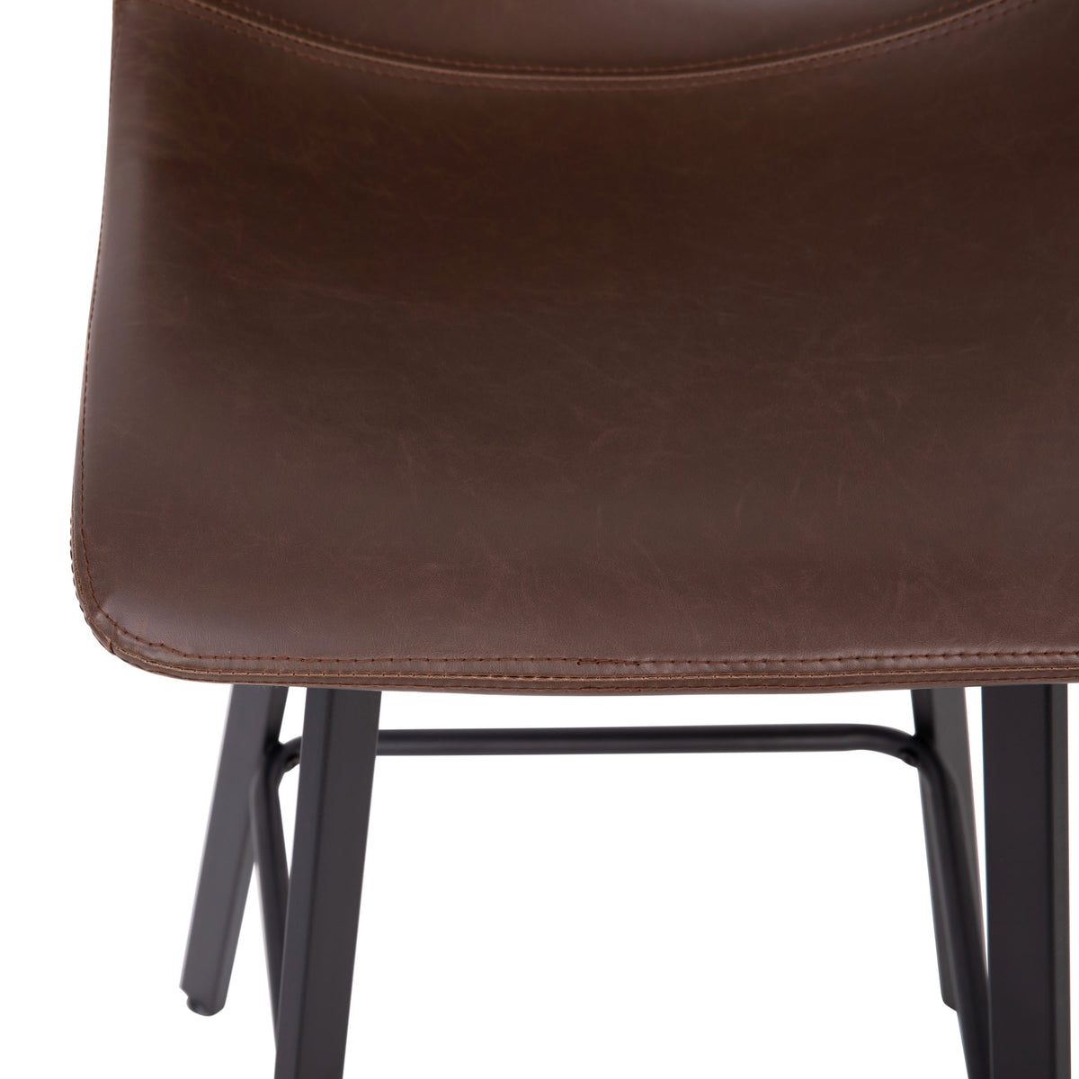 Chocolate Brown LeatherSoft |#| Set of 2 Commercial Indoor Armless Iron Barstools - Chocolate Brown LeatherSoft