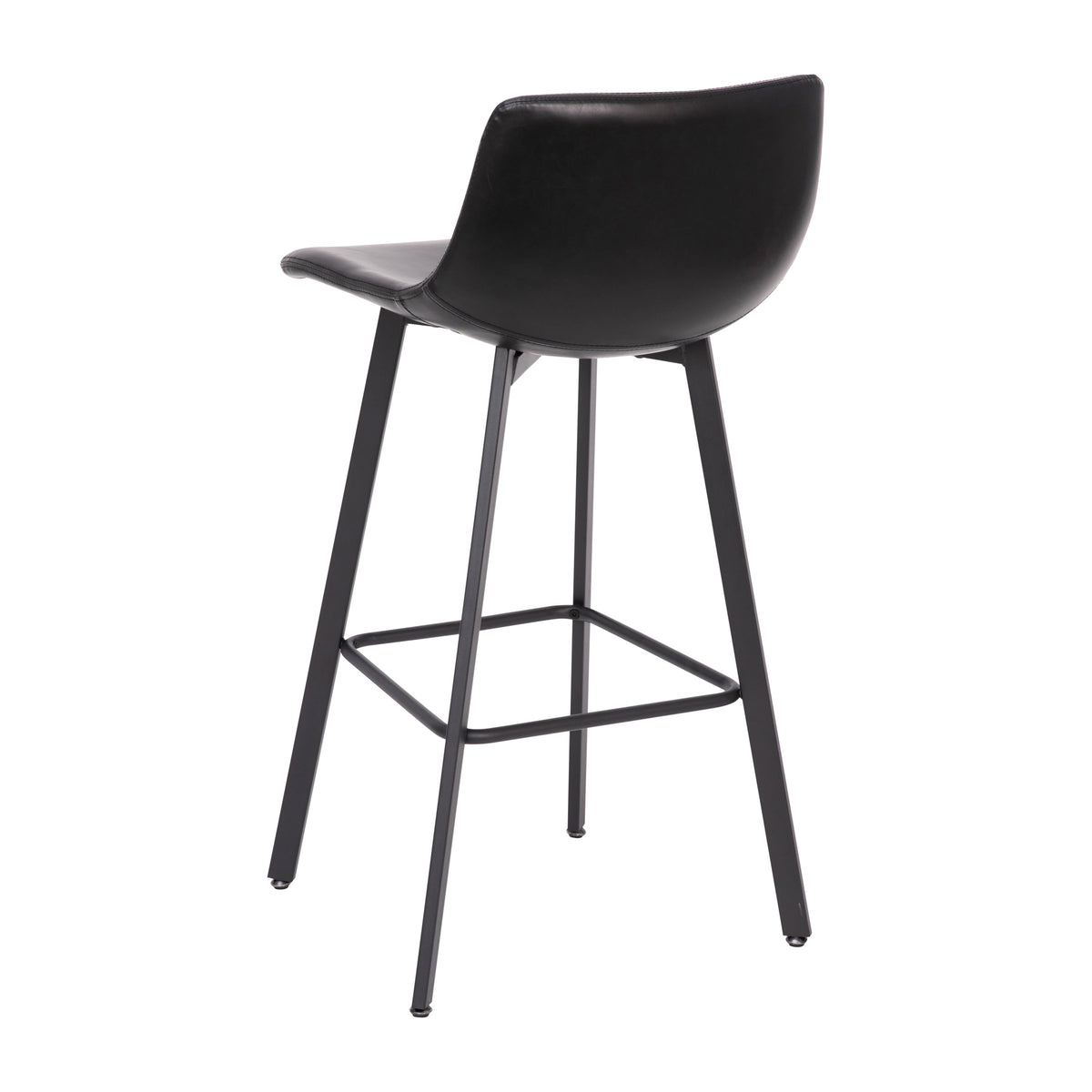 Black LeatherSoft |#| Set of 2 Commercial Indoor Armless Iron Barstools - Black LeatherSoft