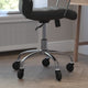 Black LeatherSoft/Chrome Frame |#| Executive Chair with Chrome Frame & Arms on Skate Wheels - Black LeatherSoft