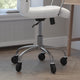 White LeatherSoft/Chrome Frame |#| Executive Chair with Chrome Frame & Arms on Skate Wheels - White LeatherSoft