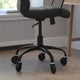 Black LeatherSoft/Black Frame |#| Executive Chair with Black Frame & Arms on Skate Wheels - Black LeatherSoft