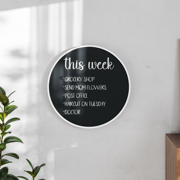 White Washed,24inch |#| Commercial Wall Mount Whitewashed Wooden Frame Magnetic Chalkboard - 24inch Round
