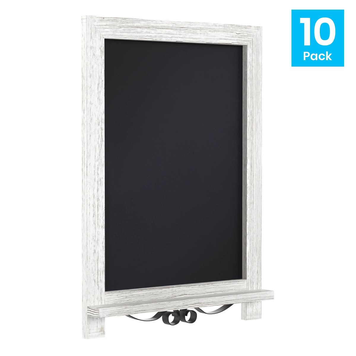 White Wash,12inchW x 1.88inchD x 17inchH |#| 10 Pack 12inch x 17inch Tabletop or Wall Mount Magnetic Chalkboards - Whitewashed