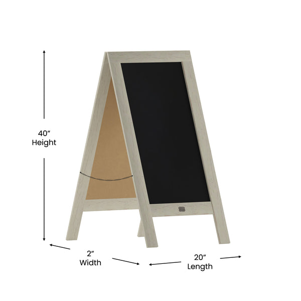 Solid White,40inchH x 20inchW |#| Indoor/Outdoor 40x20 Freestanding White Wood A-Frame Magnetic Chalkboard