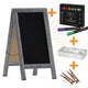 Gray Wash,40inchH x 20inchW |#| Graywashed Wood A-Frame Magnetic Chalkboard Set-Markers, Stencils, and Magnets