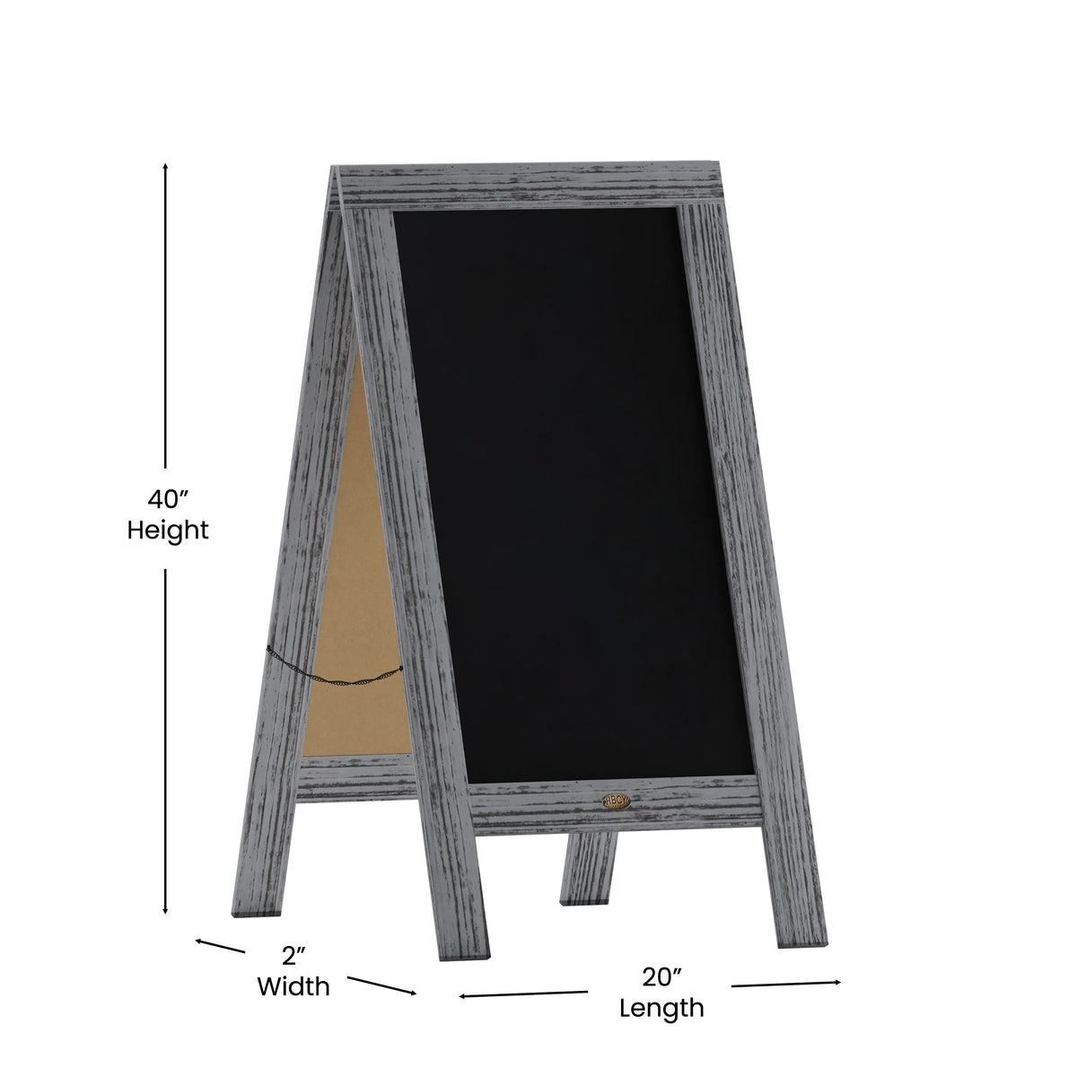 Gray Wash,40inchH x 20inchW |#| Graywashed Wood A-Frame Magnetic Chalkboard Set-Markers, Stencils, and Magnets