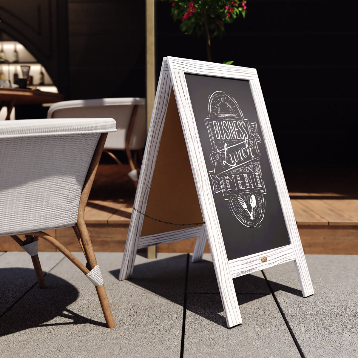 White Wash,40inchH x 20inchW |#| Whitewashed Wood A-Frame Magnetic Chalkboard Set-Markers, Stencils, and Magnets