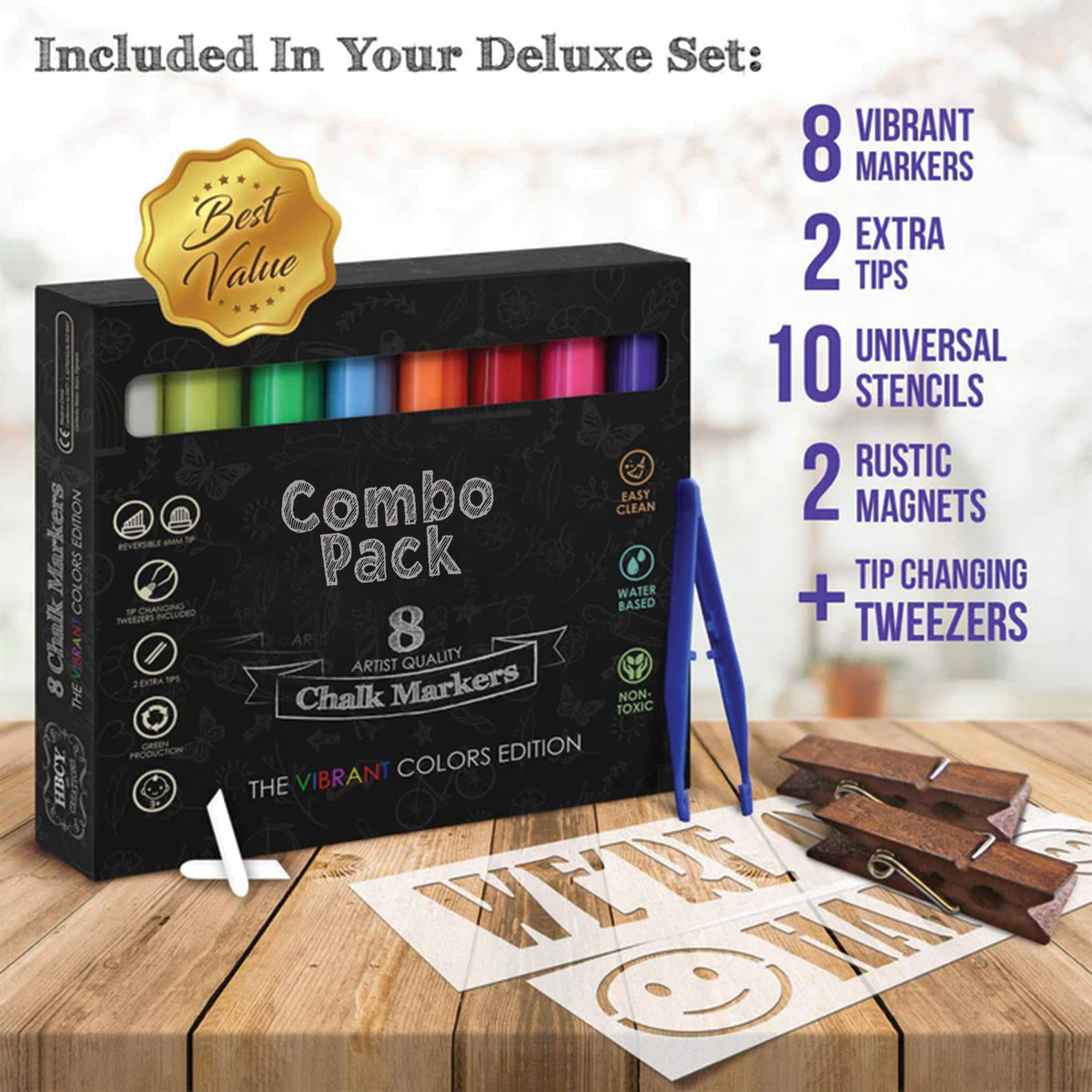 White Wash,40inchH x 20inchW |#| Whitewashed Wood A-Frame Magnetic Chalkboard Set-Markers, Stencils, and Magnets