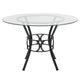 Clear Top/Black Frame |#| 45inch Round Glass Dining Table with Black Metal Frame
