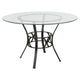 Clear Top/Black Frame |#| 48inch Round Glass Dining Table with Crescent Style Black Metal Frame