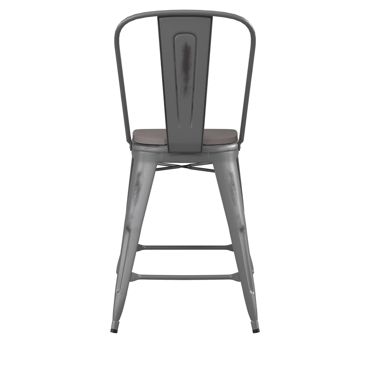 Silver Gray/Gray |#| All-Weather Counter Height Stool with Poly Resin Seat - Silver/Gray