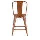Orange/Teak |#| All-Weather Counter Height Stool with Poly Resin Seat - Orange/Teak