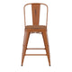 Orange/Teak |#| All-Weather Counter Height Stool with Poly Resin Seat - Orange/Teak