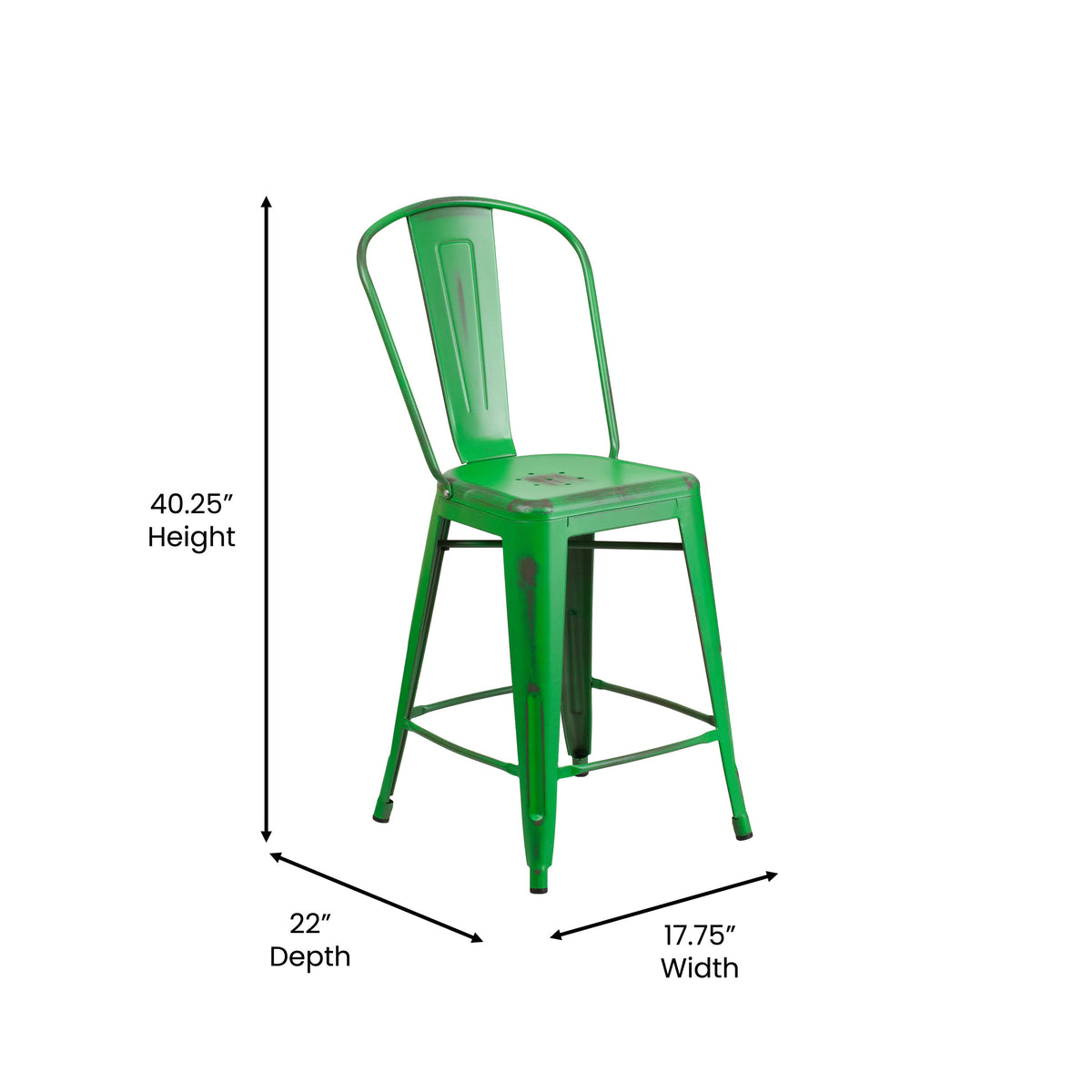 Green/Teak |#| All-Weather Counter Height Stool with Poly Resin Seat - Green/Teak