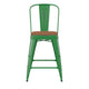 Green/Teak |#| All-Weather Counter Height Stool with Poly Resin Seat - Green/Teak