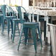 Kelly Blue-Teal/Teal-Blue |#| All-Weather Counter Height Stool with Poly Resin Seat - Kelly-Blue Teal/Teal