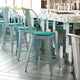 Mint Green/Mint Green |#| All-Weather Counter Height Stool with Poly Resin Seat - Mint Green