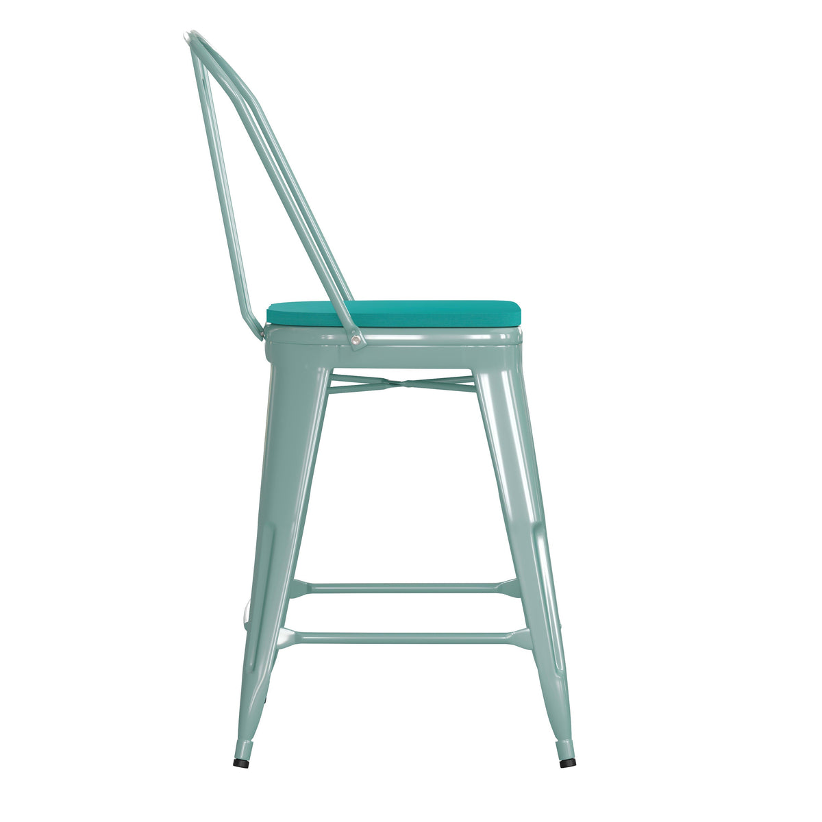 Mint Green/Mint Green |#| All-Weather Counter Height Stool with Poly Resin Seat - Mint Green