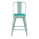 Mint Green/Mint Green |#| All-Weather Counter Height Stool with Poly Resin Seat - Mint Green