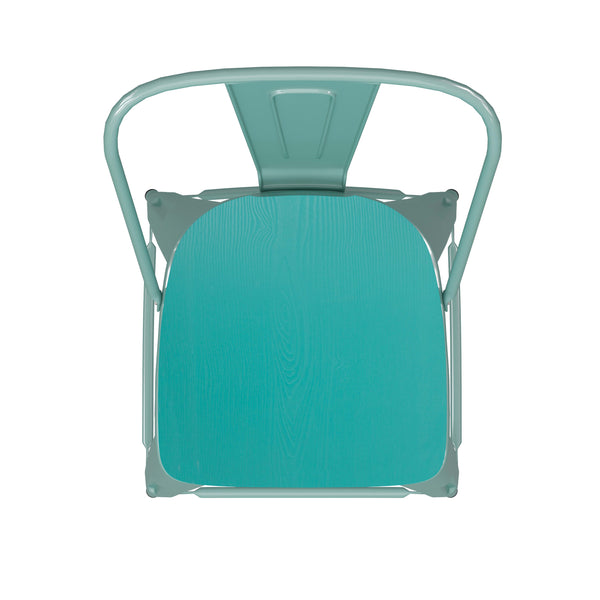 Mint Green/Mint Green |#| All-Weather Counter Height Stool with Poly Resin Seat - Mint Green