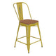 Yellow/Teak |#| All-Weather Counter Height Stool with Poly Resin Seat - Yellow/Teak