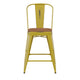 Yellow/Teak |#| All-Weather Counter Height Stool with Poly Resin Seat - Yellow/Teak
