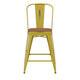 Yellow/Teak |#| All-Weather Counter Height Stool with Poly Resin Seat - Yellow/Teak