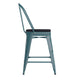 Kelly Blue-Teal/Black |#| All-Weather Counter Height Stool with Poly Resin Seat - Kelly-Blue Teal/Black