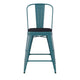 Kelly Blue-Teal/Black |#| All-Weather Counter Height Stool with Poly Resin Seat - Kelly-Blue Teal/Black