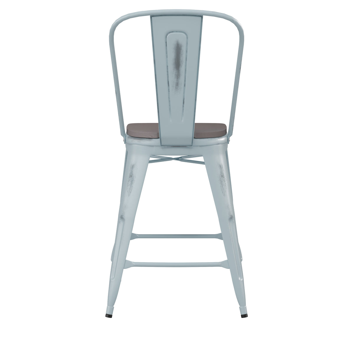 Green-Blue/Gray |#| All-Weather Counter Height Stool with Poly Resin Seat - Green-Blue/Gray