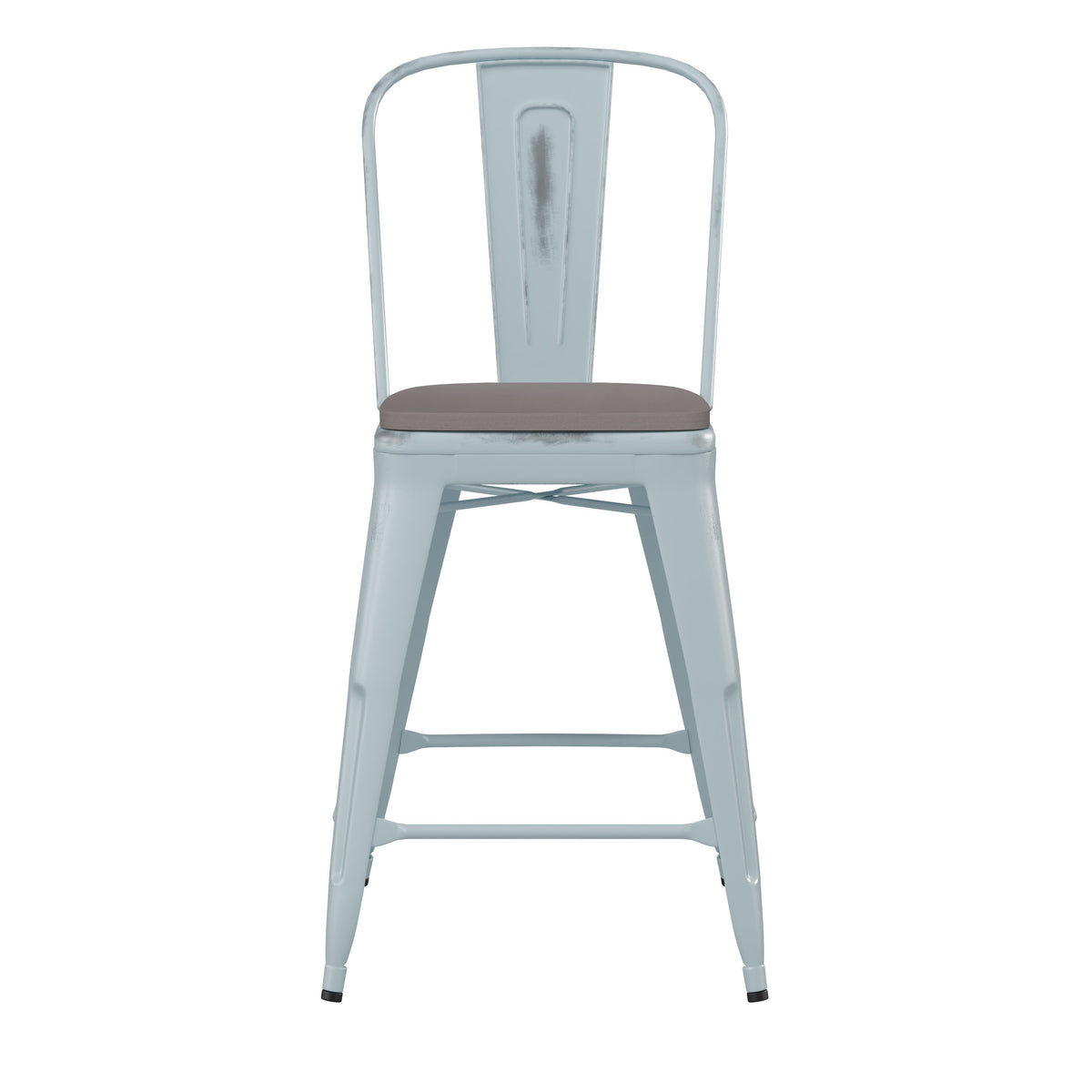 Green-Blue/Gray |#| All-Weather Counter Height Stool with Poly Resin Seat - Green-Blue/Gray