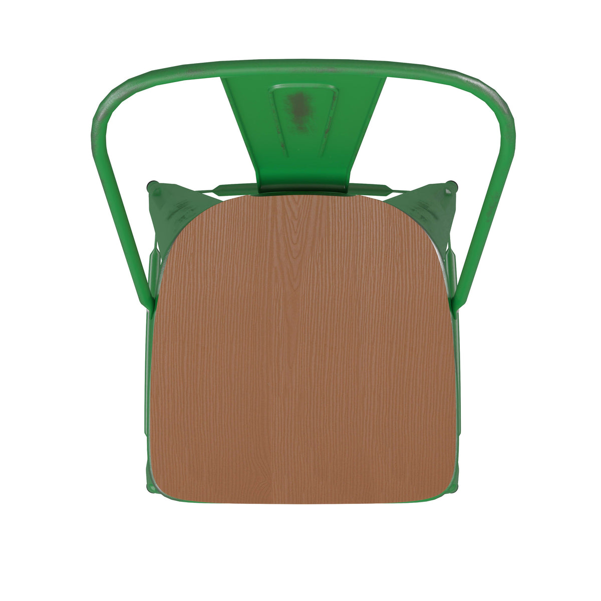 Green/Teak |#| All-Weather Bar Height Stool with Poly Resin Seat - Green/Teak