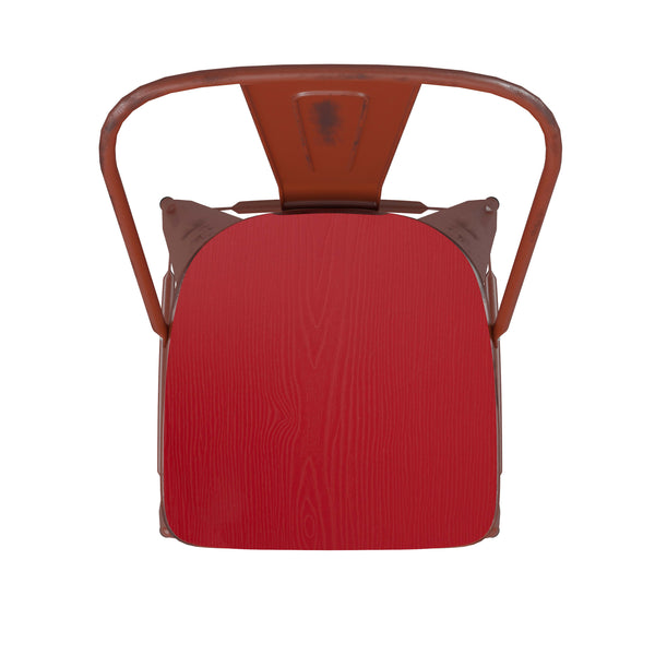 Kelly Red/Red |#| All-Weather Bar Height Stool with Poly Resin Seat - Kelly Red/Red