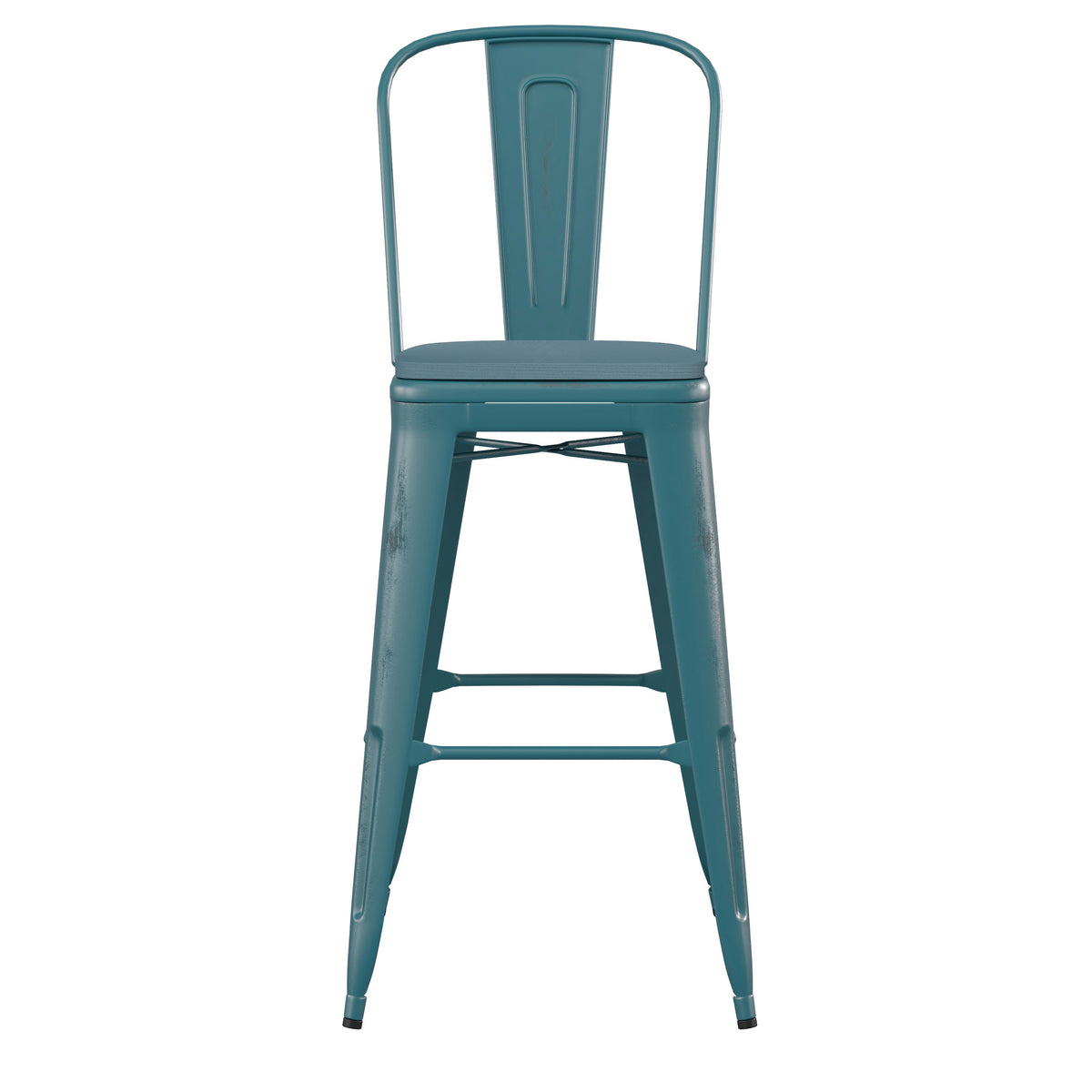 Kelly Blue-Teal/Teal-Blue |#| All-Weather Bar Height Stool with Poly Resin Seat - Kelly-Blue Teal/Teal