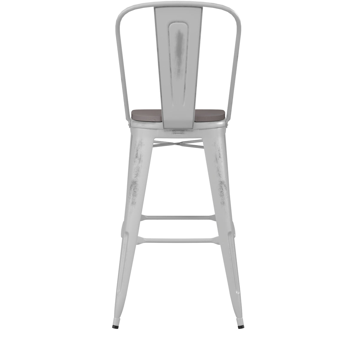 White/Gray |#| All-Weather Bar Height Stool with Poly Resin Seat - White/Gray